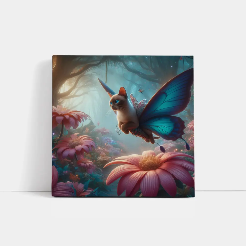 Siamese Cat Butterfly Wings Fantasy Forest – Wall Art