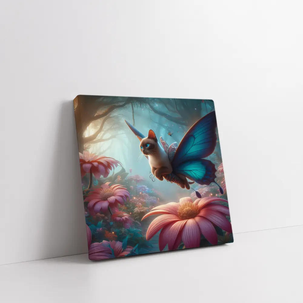 Siamese Cat Butterfly Wings Fantasy Forest – Wall Art