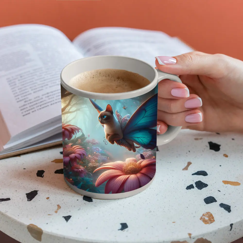 Siamese Cat Butterfly Wings Fantasy Forest – Mugs