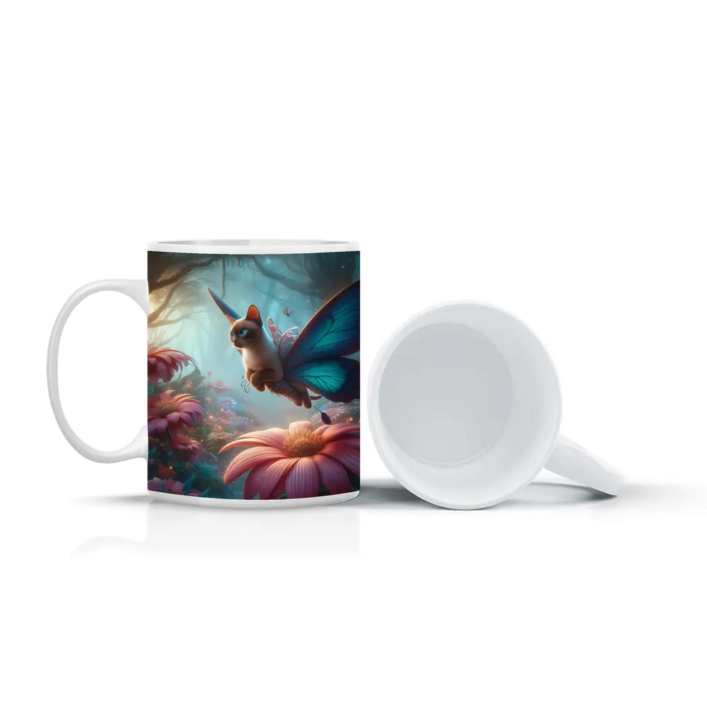 Siamese Cat Butterfly Wings Fantasy Forest – Mugs