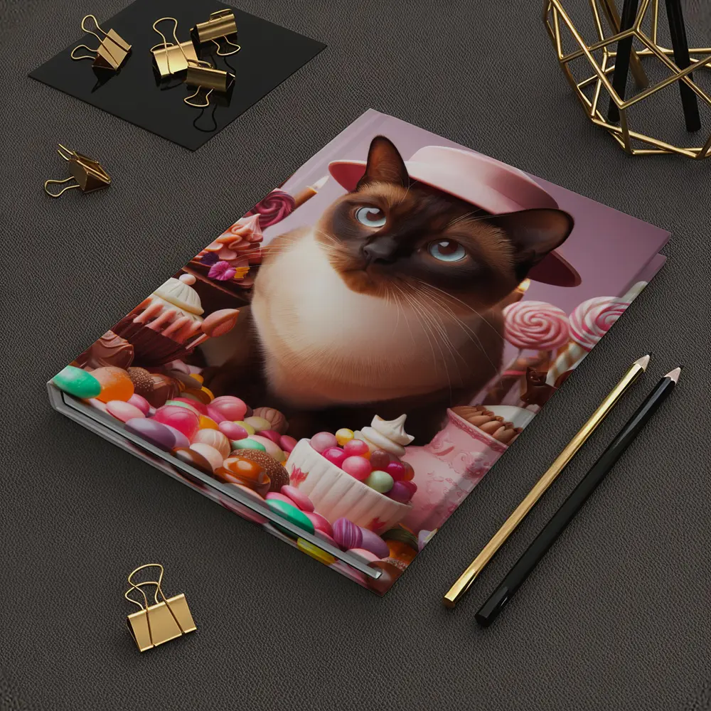 Siamese Cat Pink Hat Candy Sweets – Notebooks
