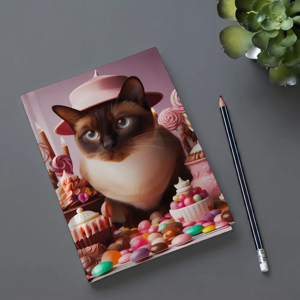 Siamese Cat Pink Hat Candy Sweets – Notebooks