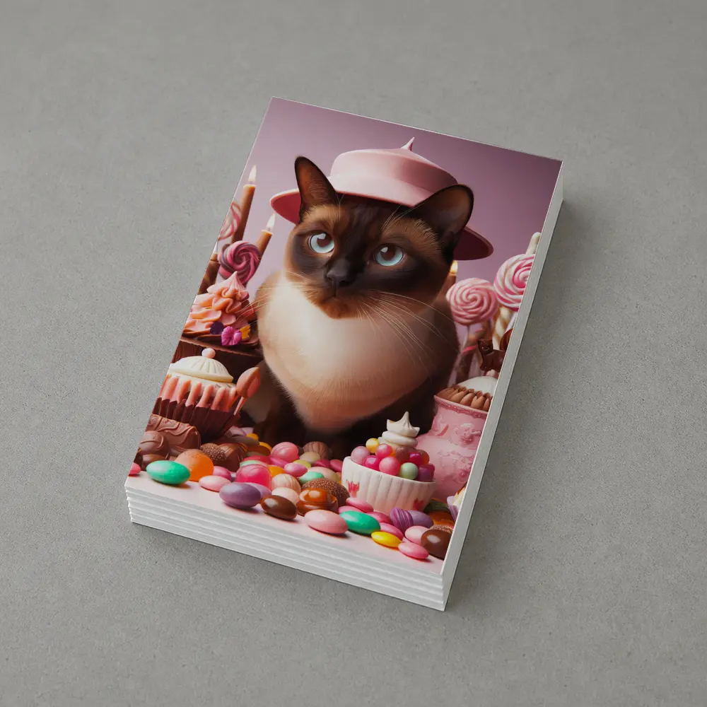 Siamese Cat Pink Hat Candy Sweets – Postcards