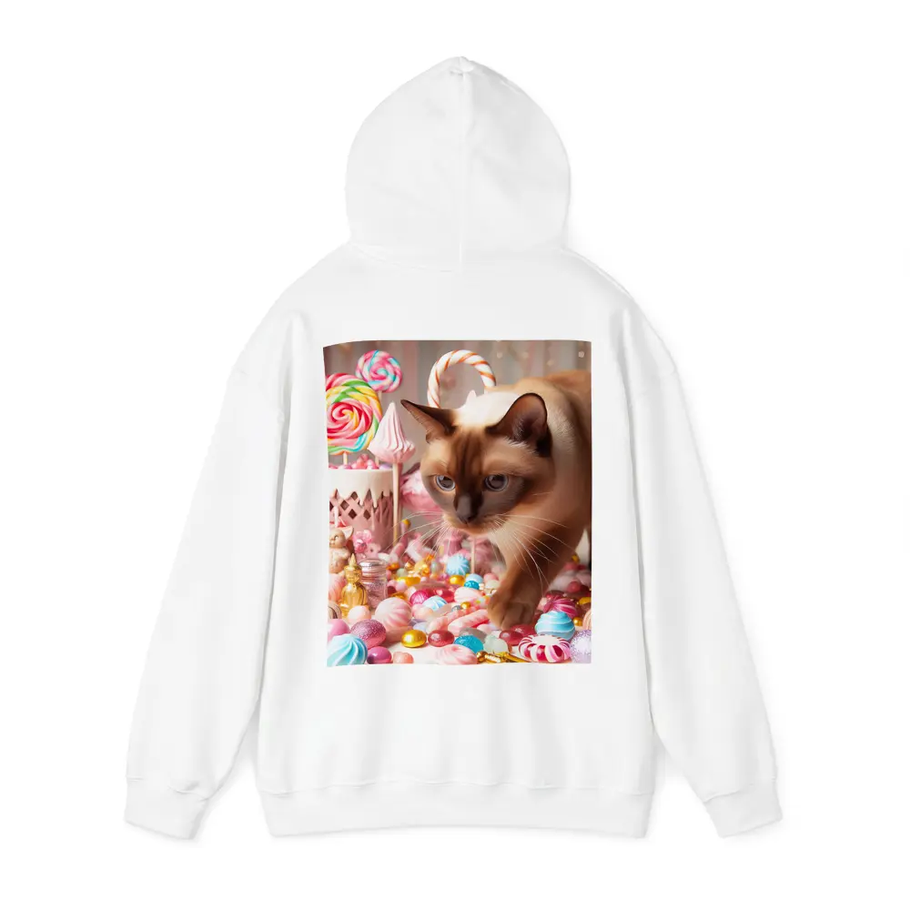 Burmese Cat Among Pastel Candy Sweets – Hoodies