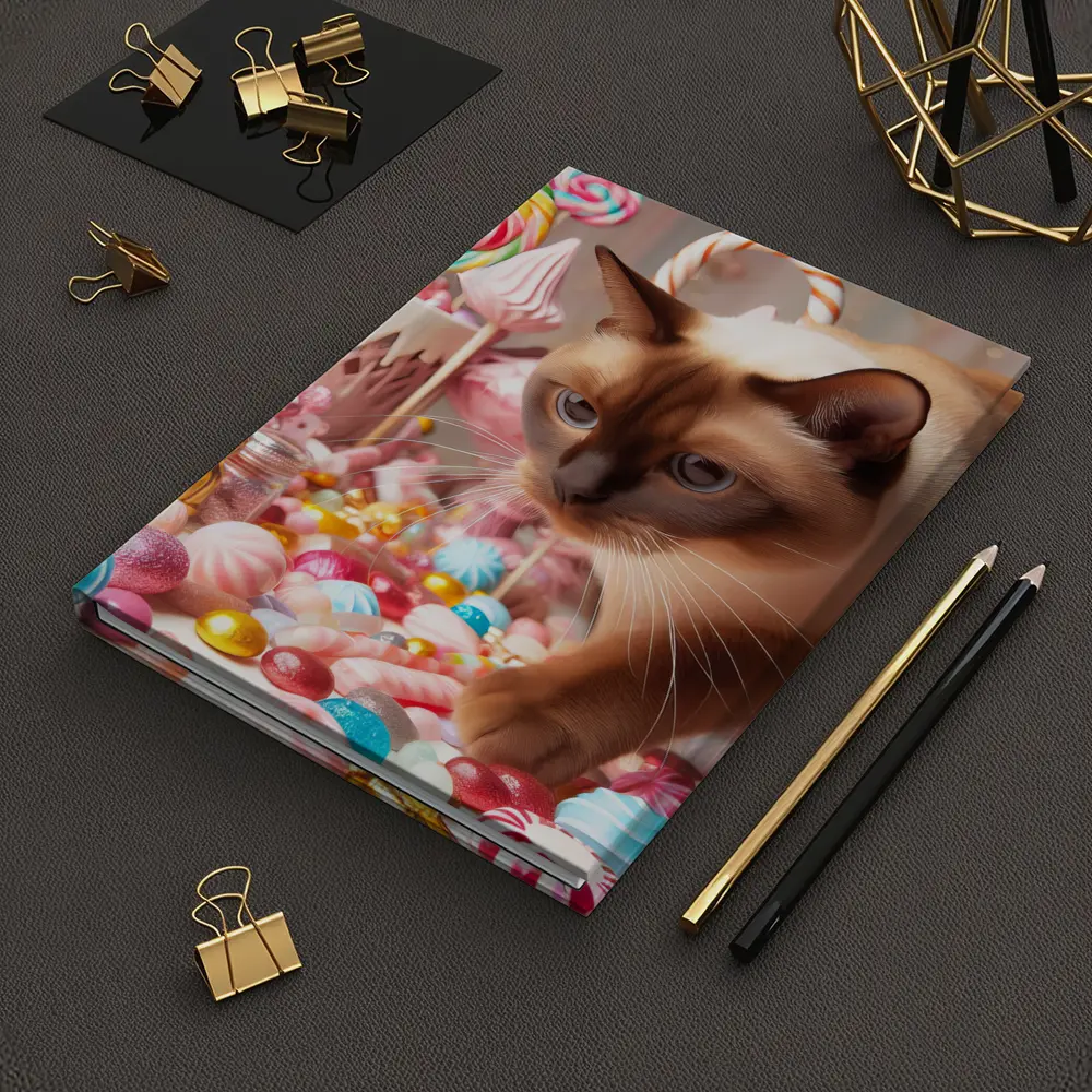 Burmese Cat Among Pastel Candy Sweets – Notebooks