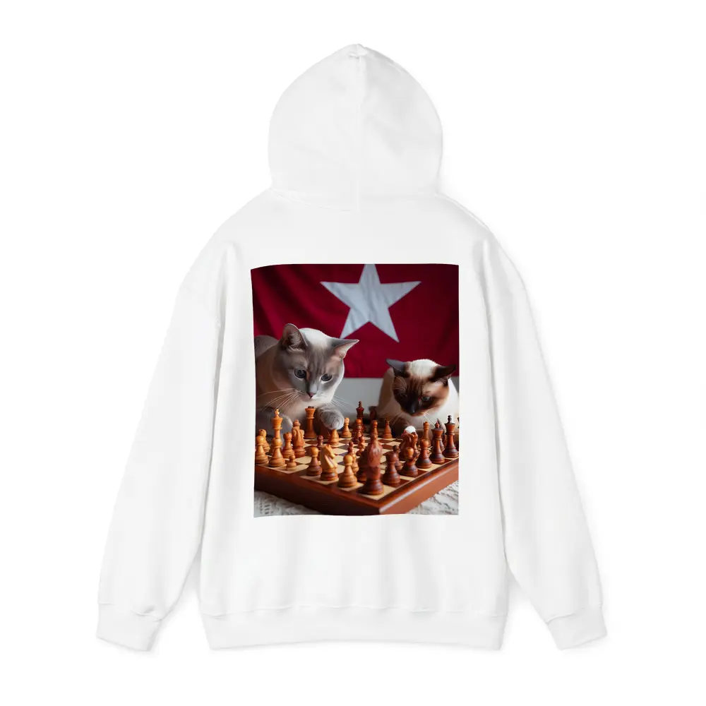 Siamese Cats Playing Chess Red Flag – Hoodies