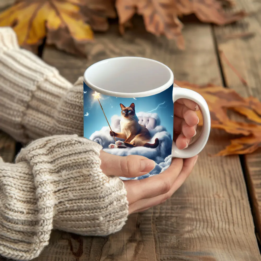 Siamese Cat Wizard Star Wand Clouds – Mugs