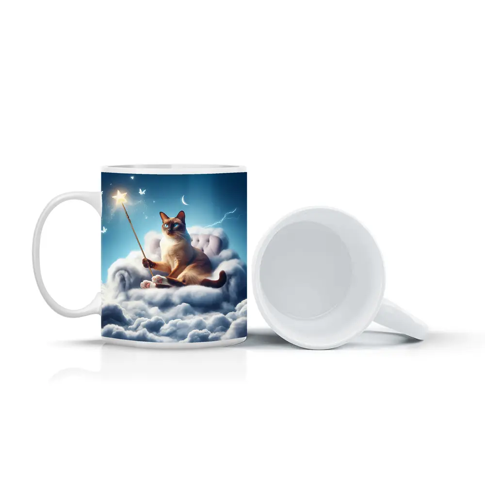 Siamese Cat Wizard Star Wand Clouds – Mugs