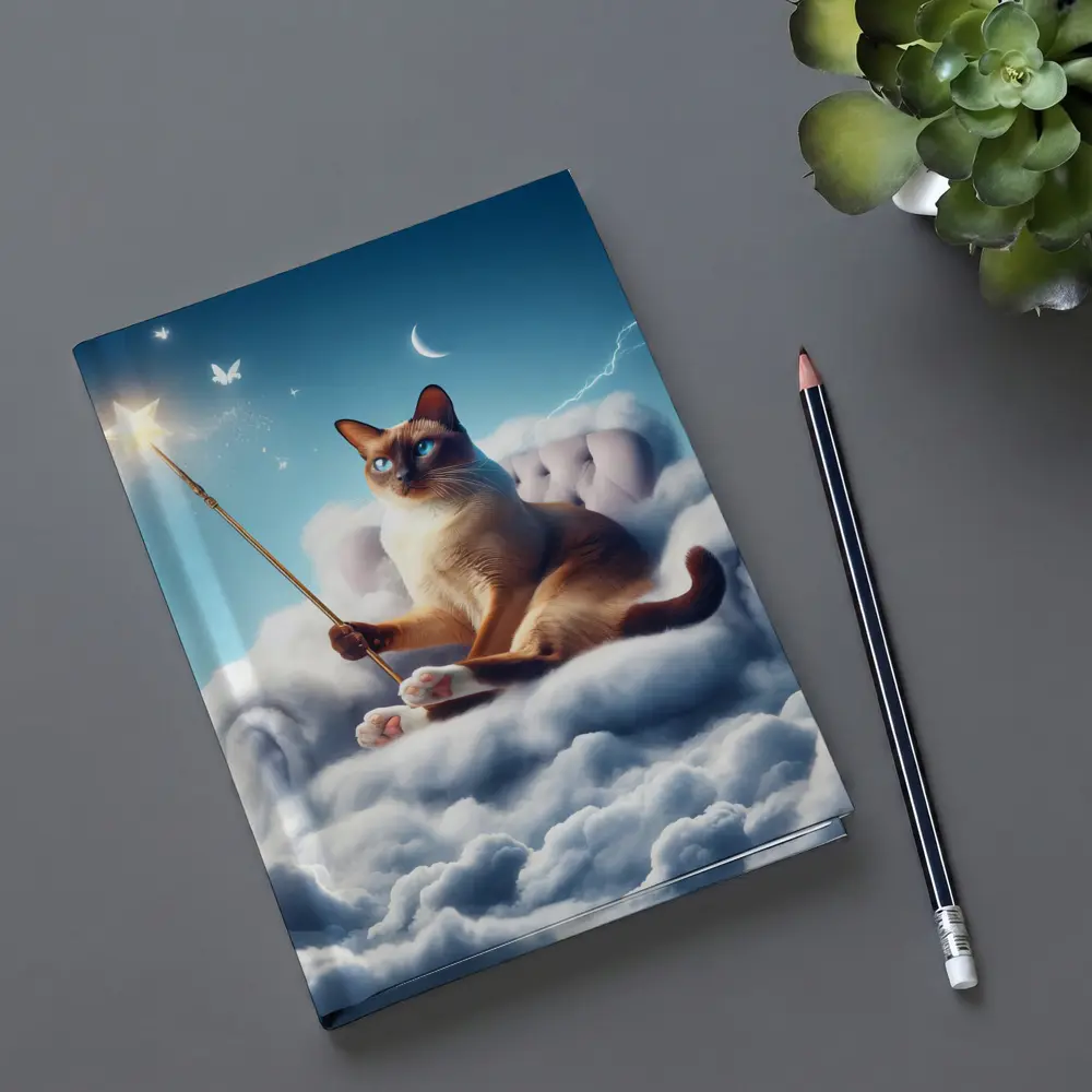 Siamese Cat Wizard Star Wand Clouds – Notebooks