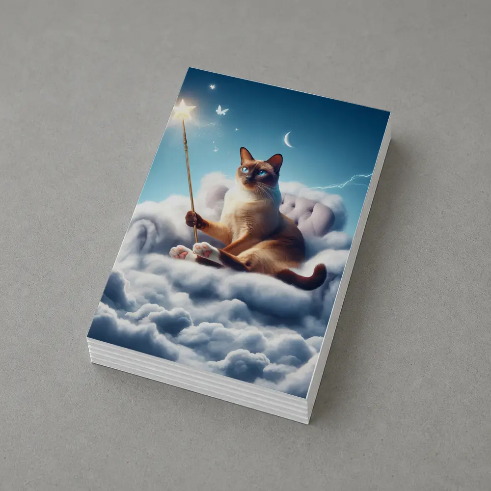 Siamese Cat Wizard Star Wand Clouds – Postcards