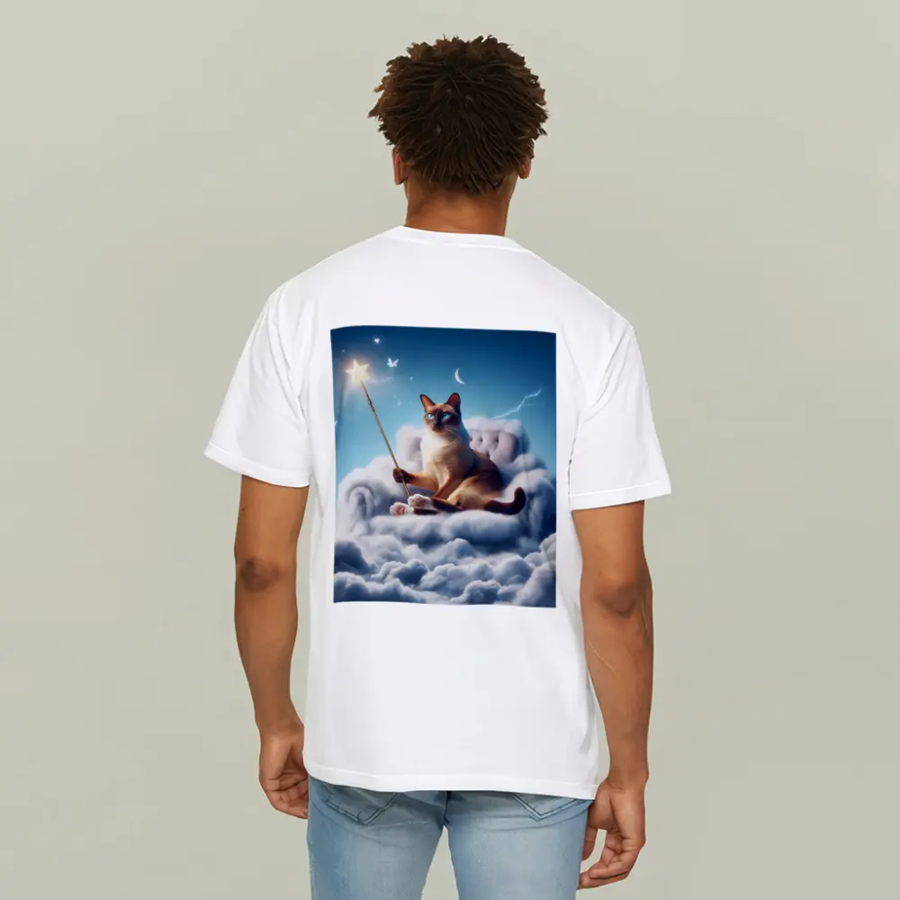 Siamese Cat Wizard Star Wand Clouds – T-Shirts
