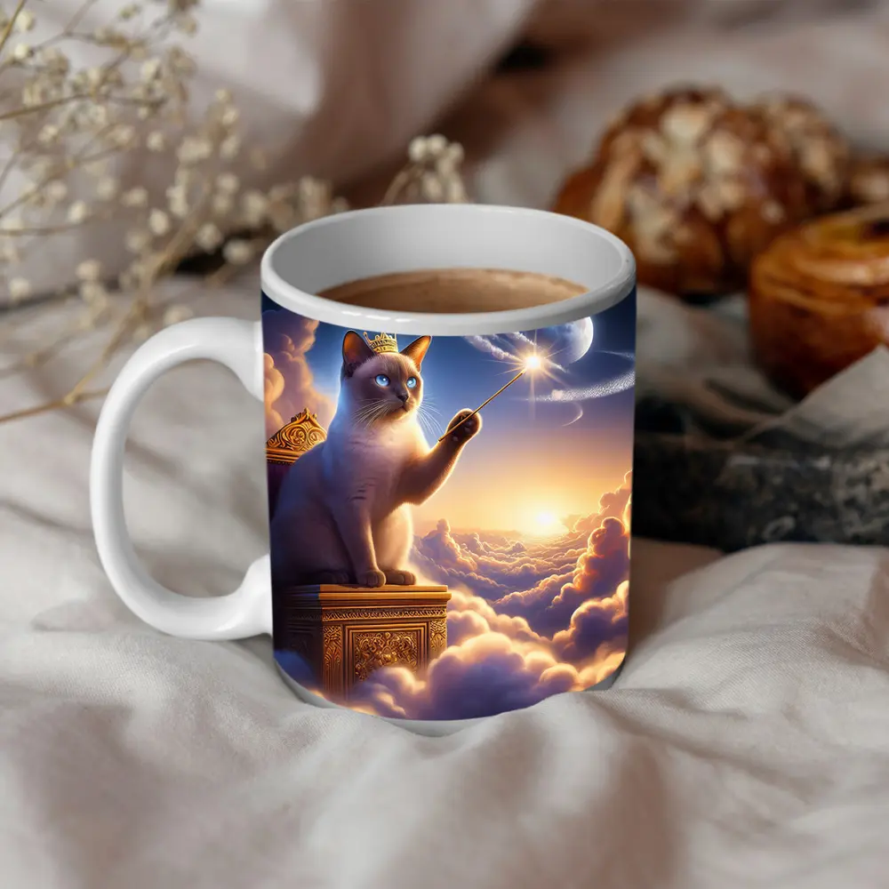 Siamese Cat King Magic Wand Clouds – Mugs