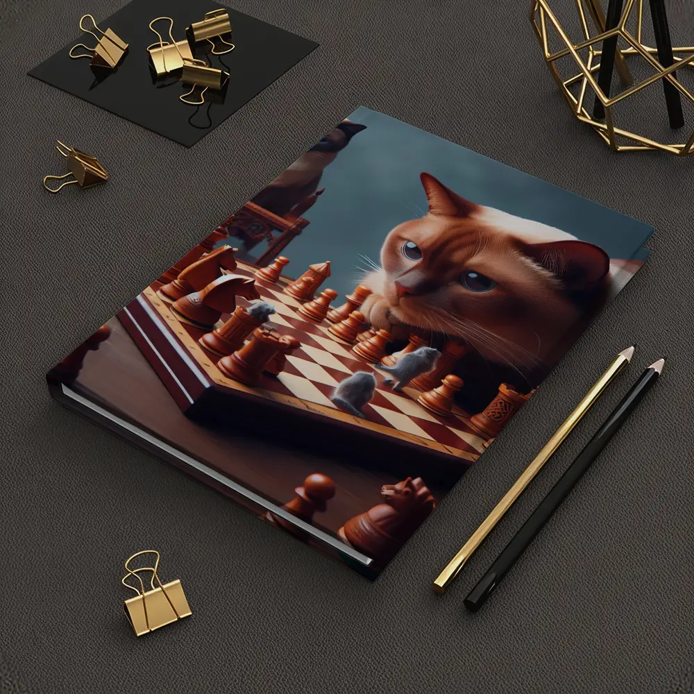 Siamese Cats Playing Chess Focused Game – Notebooks