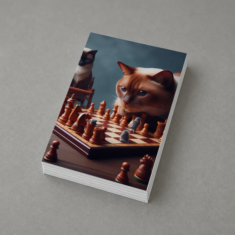 Siamese Cats Playing Chess Focused Game – Postcards