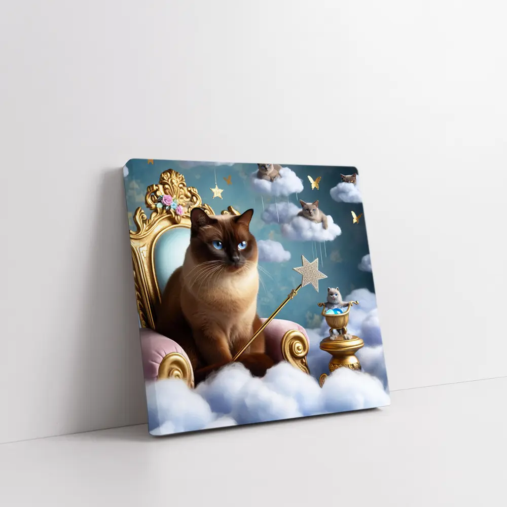 Siamese Cat Royal Throne Fantasy Cloud Scene – Wall Art