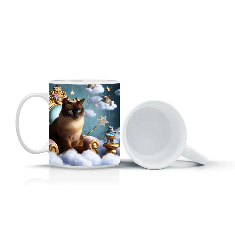 Siamese Cat Royal Throne Fantasy Cloud Scene – Mugs