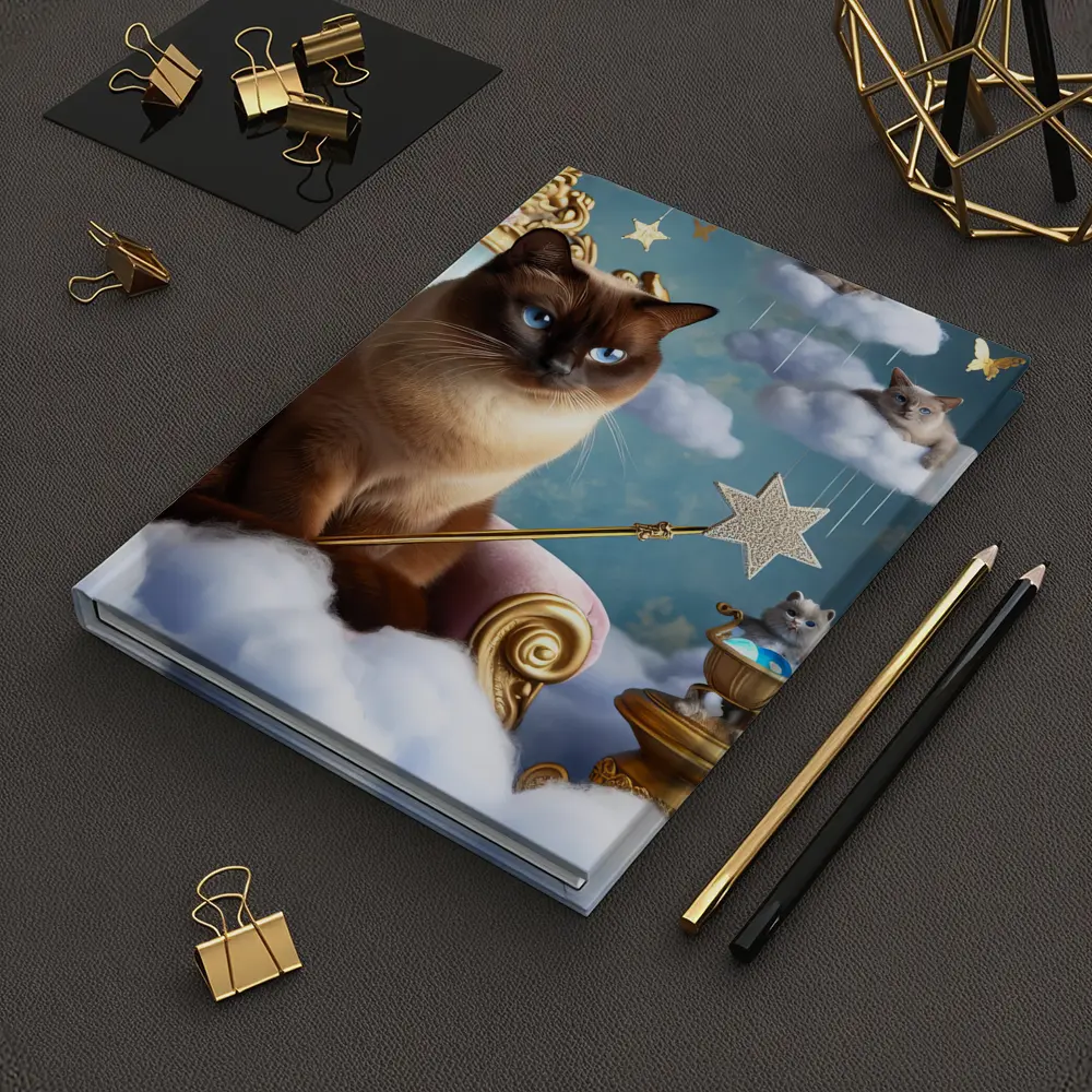 Siamese Cat Royal Throne Fantasy Cloud Scene – Notebooks