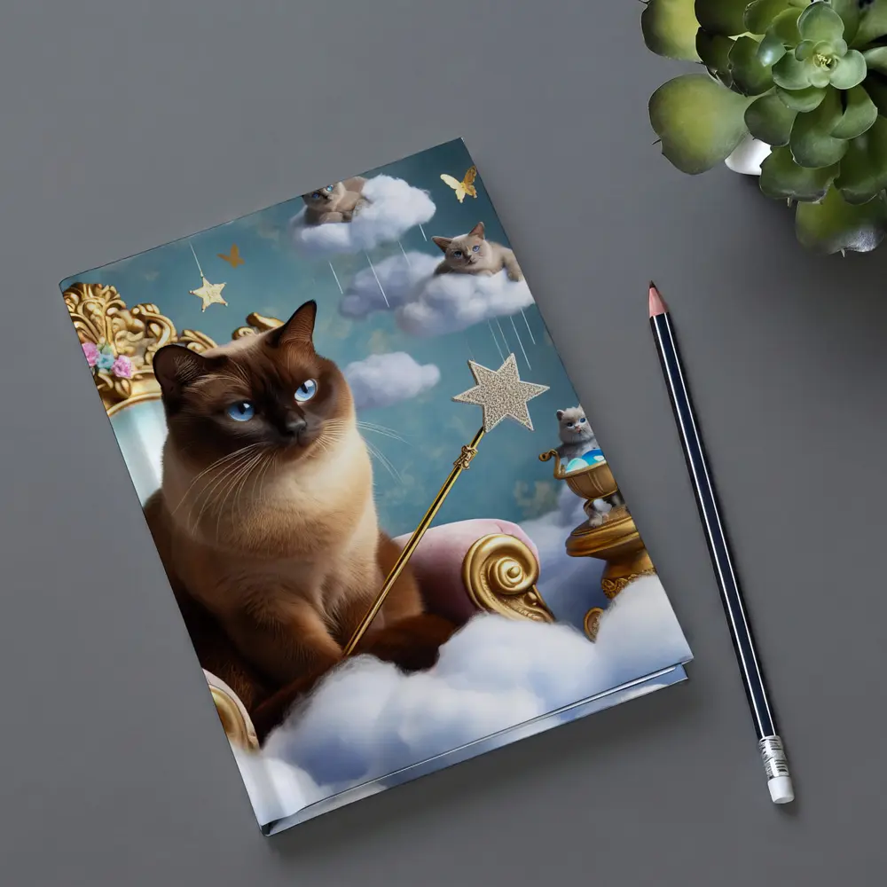 Siamese Cat Royal Throne Fantasy Cloud Scene – Notebooks