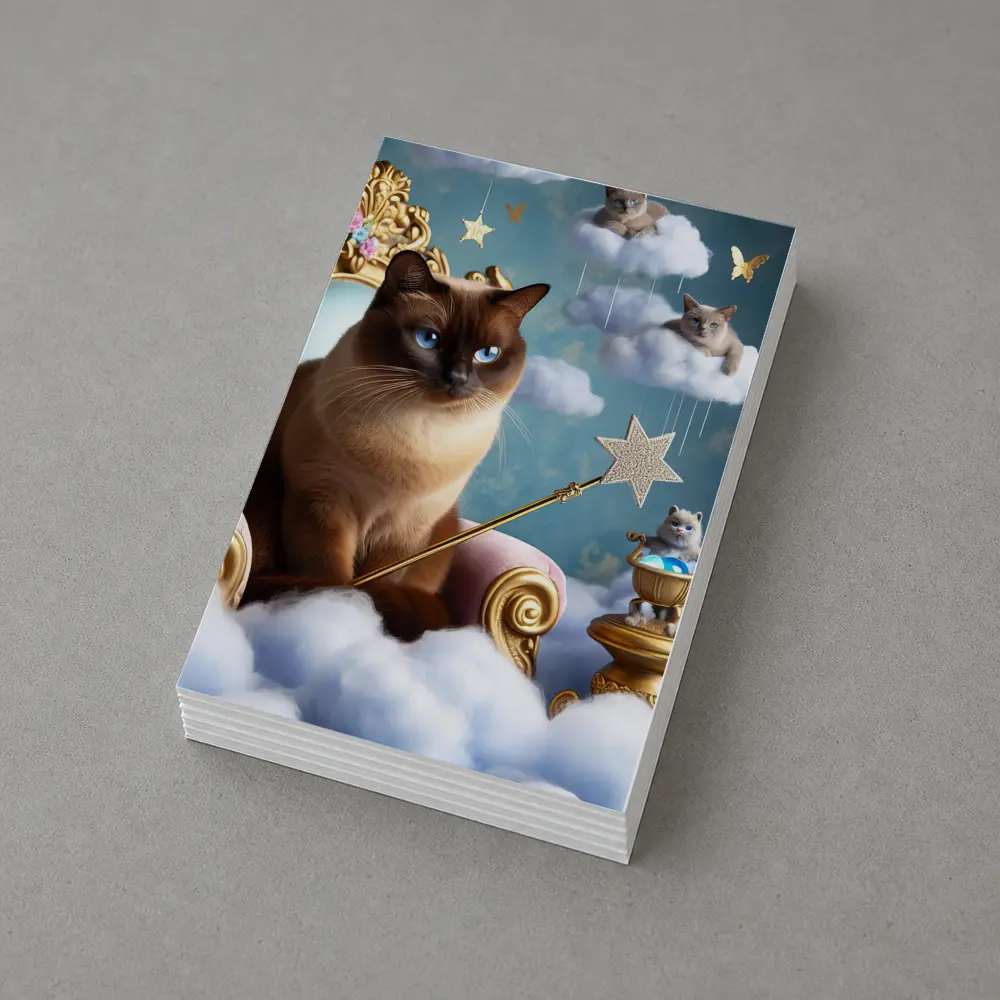 Siamese Cat Royal Throne Fantasy Cloud Scene – Postcards