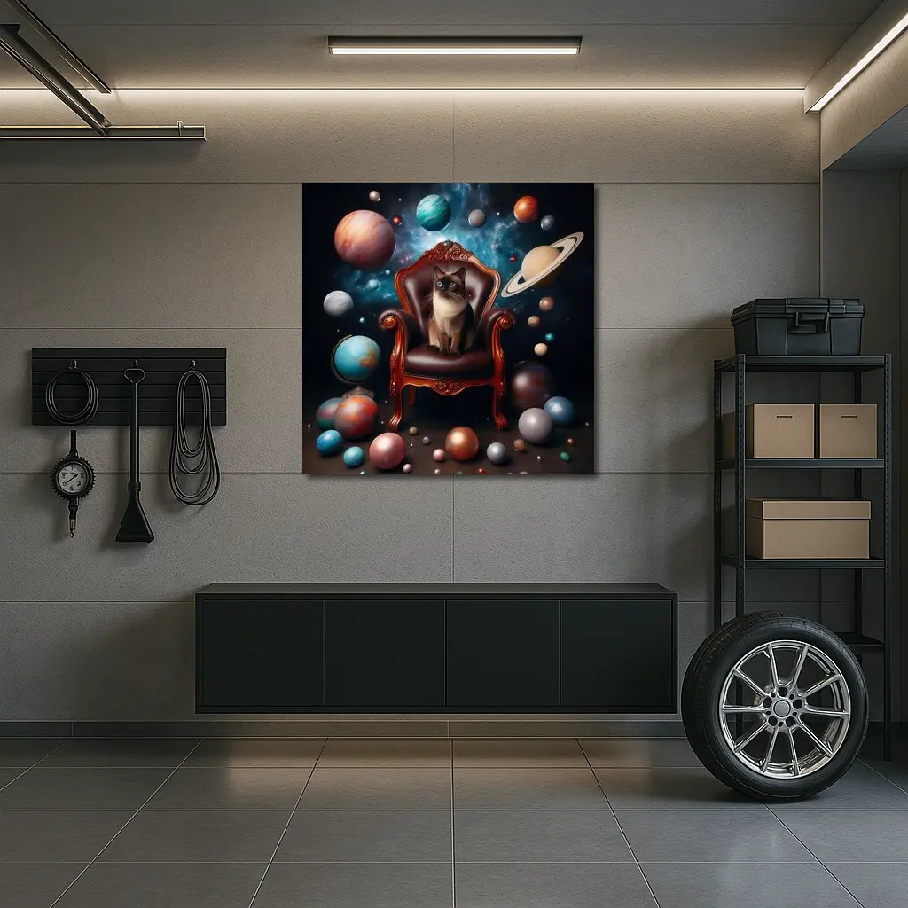 Siamese Cat Throne Cosmic Space Planets – Wall Art