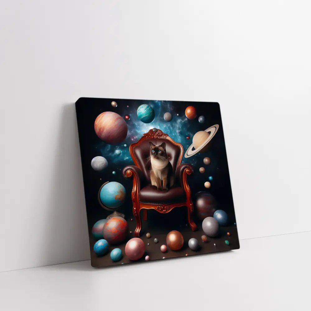Siamese Cat Throne Cosmic Space Planets – Wall Art