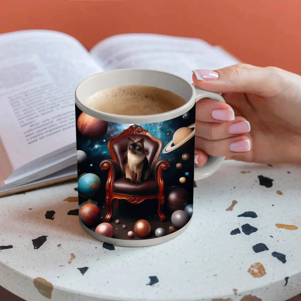 Siamese Cat Throne Cosmic Space Planets – Mugs