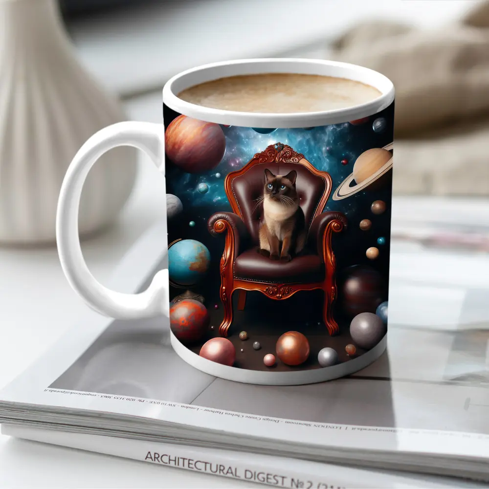 Siamese Cat Throne Cosmic Space Planets – Mugs