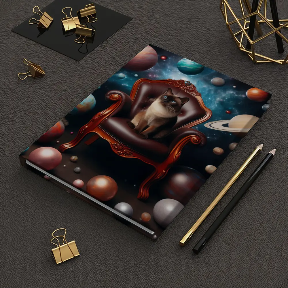 Siamese Cat Throne Cosmic Space Planets – Notebooks