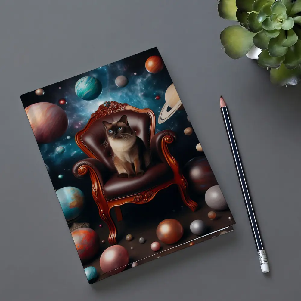 Siamese Cat Throne Cosmic Space Planets – Notebooks