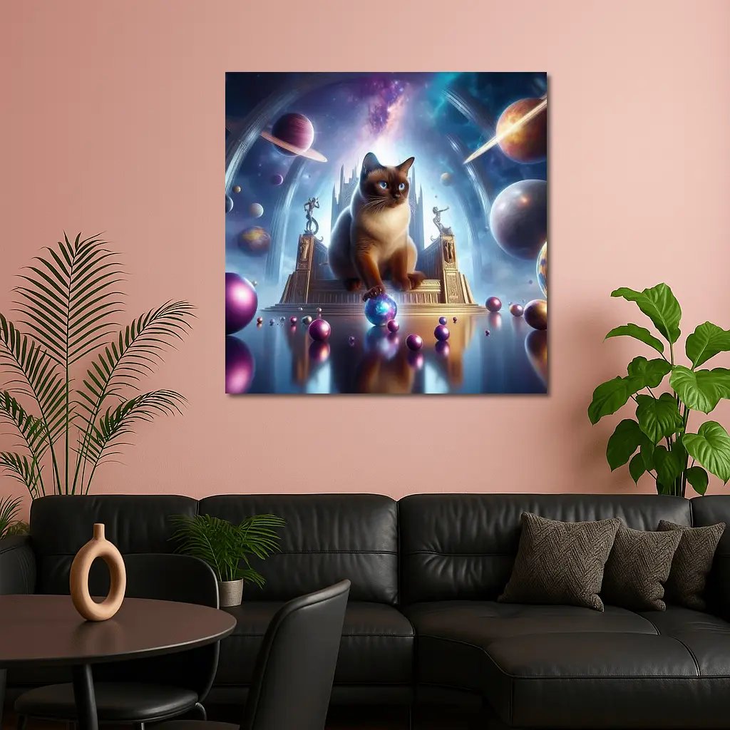 Siamese Cat Space Palace Cosmic Fantasy – Wall Art