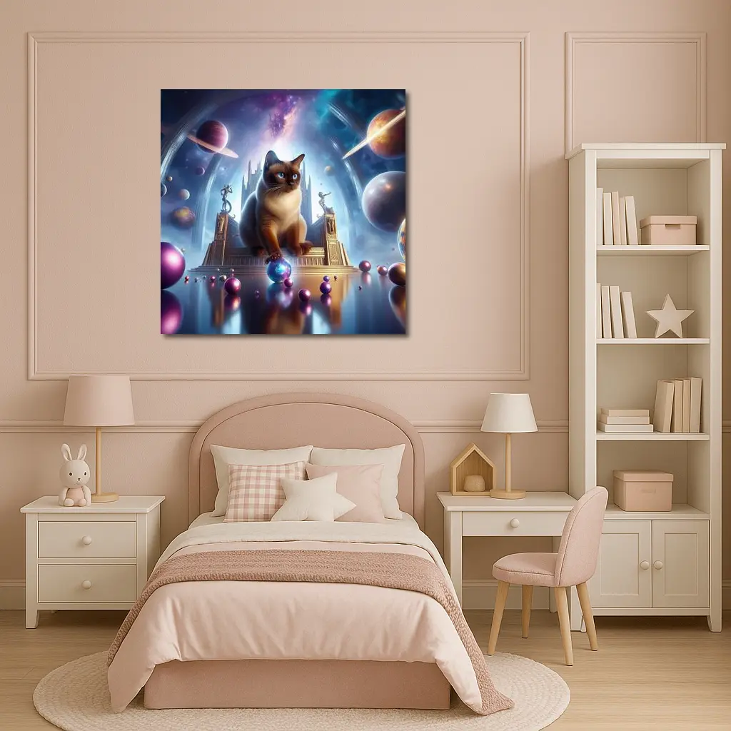 Siamese Cat Space Palace Cosmic Fantasy – Wall Art