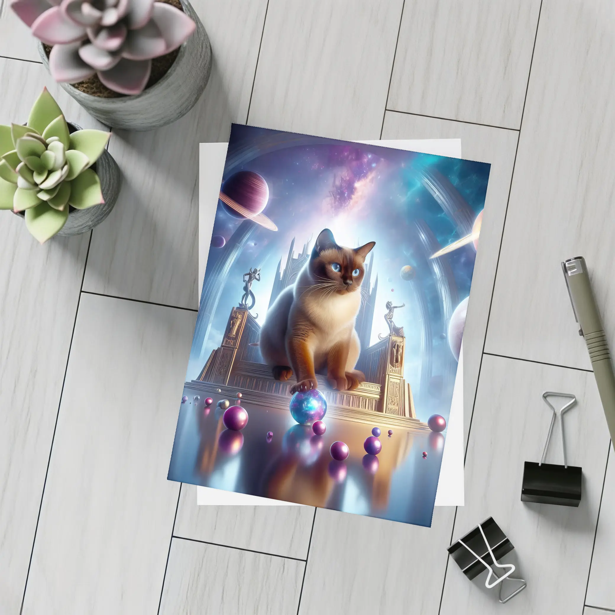 Siamese Cat Space Palace Cosmic Fantasy – Postcards