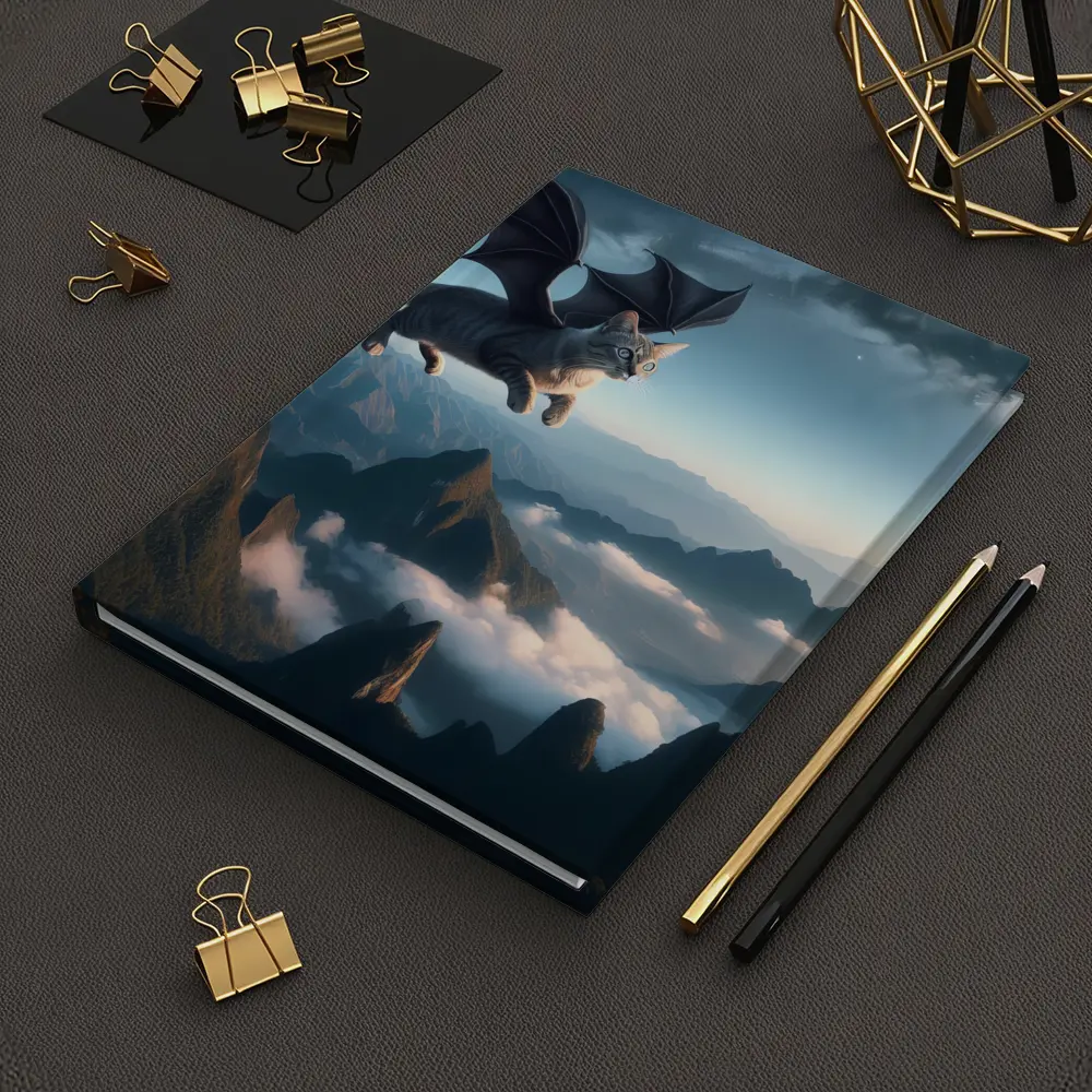 Dragon Cat Flying Over Misty Mountains – Notebooks