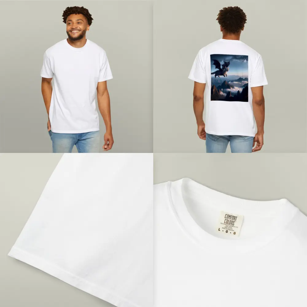 Dragon Cat Flying Over Misty Mountains – T-Shirts
