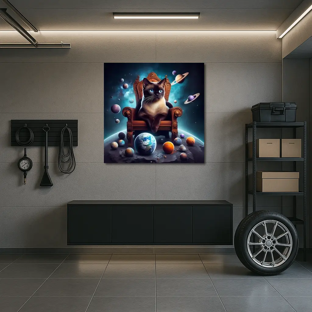 Siamese Cat Throne Space Planets Fantasy – Wall Art