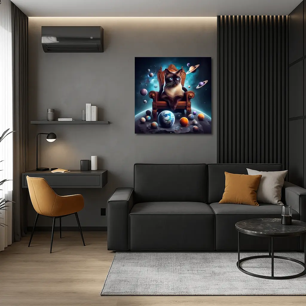 Siamese Cat Throne Space Planets Fantasy – Wall Art