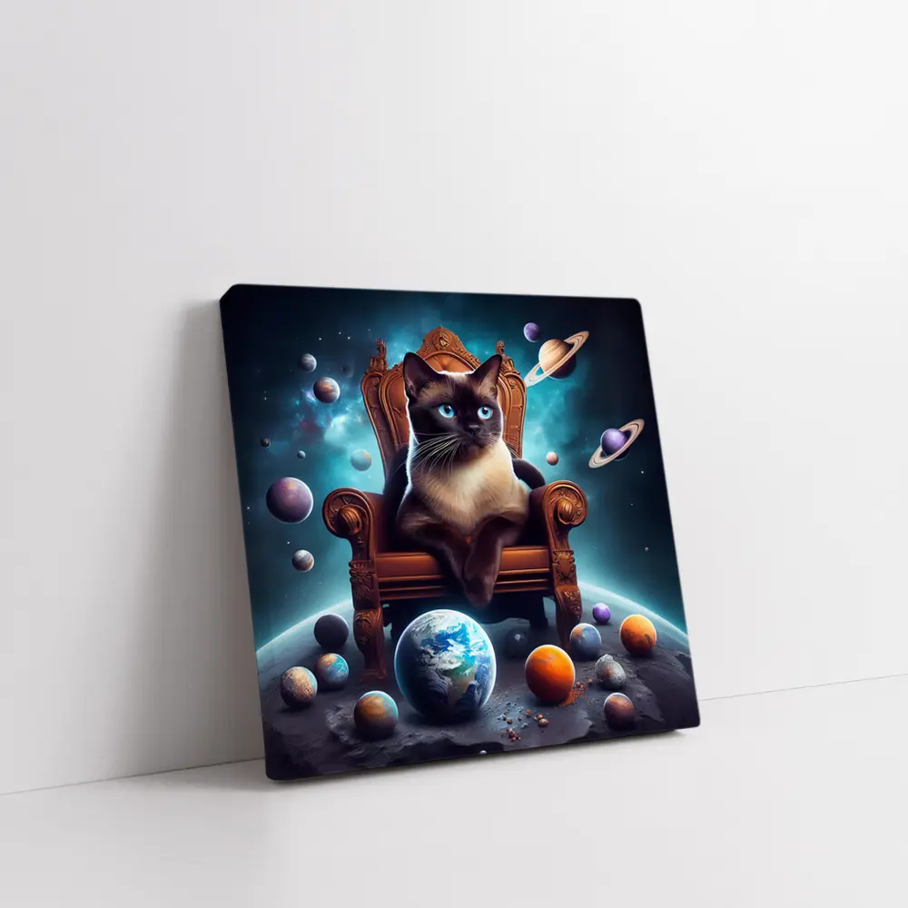 Siamese Cat Throne Space Planets Fantasy – Wall Art