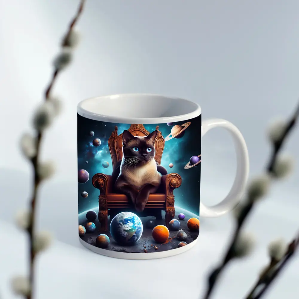 Siamese Cat Throne Space Planets Fantasy – Mugs