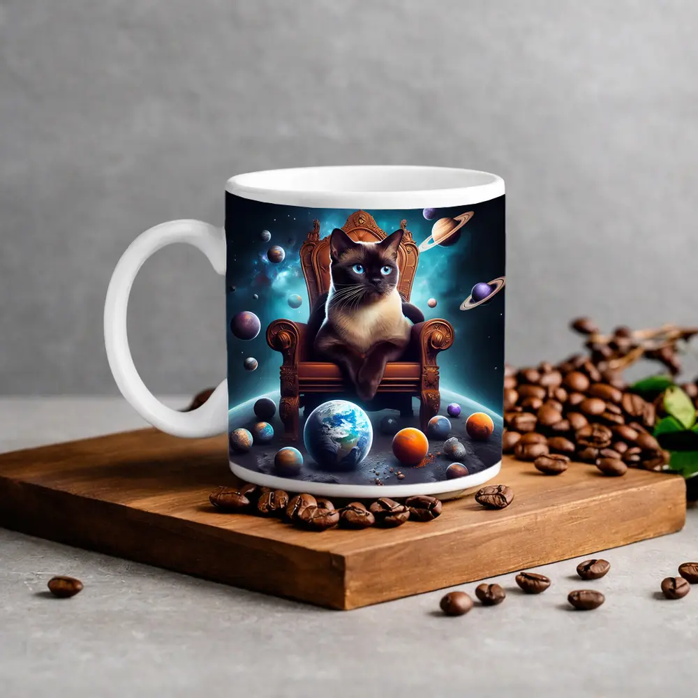 Siamese Cat Throne Space Planets Fantasy – Mugs