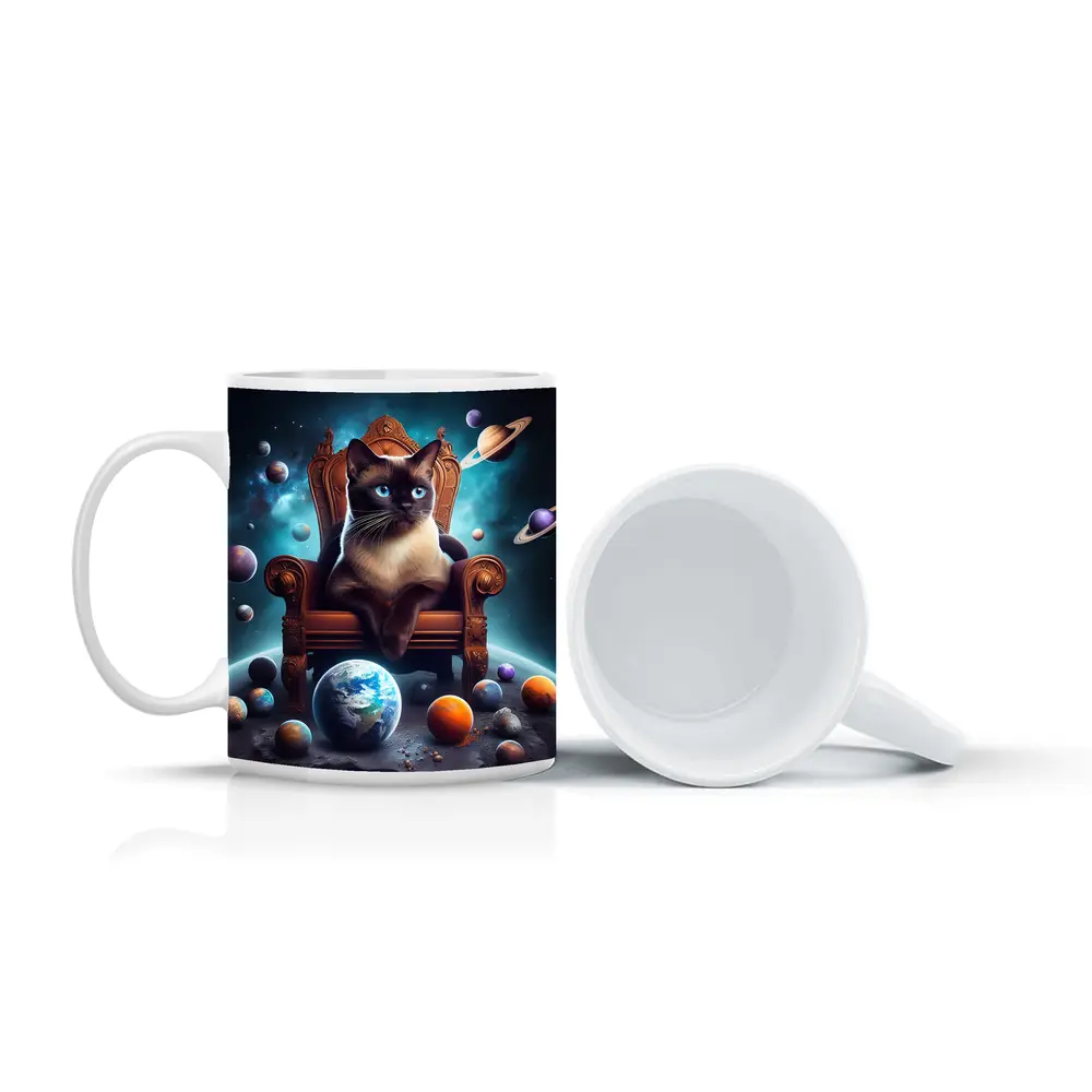Siamese Cat Throne Space Planets Fantasy – Mugs