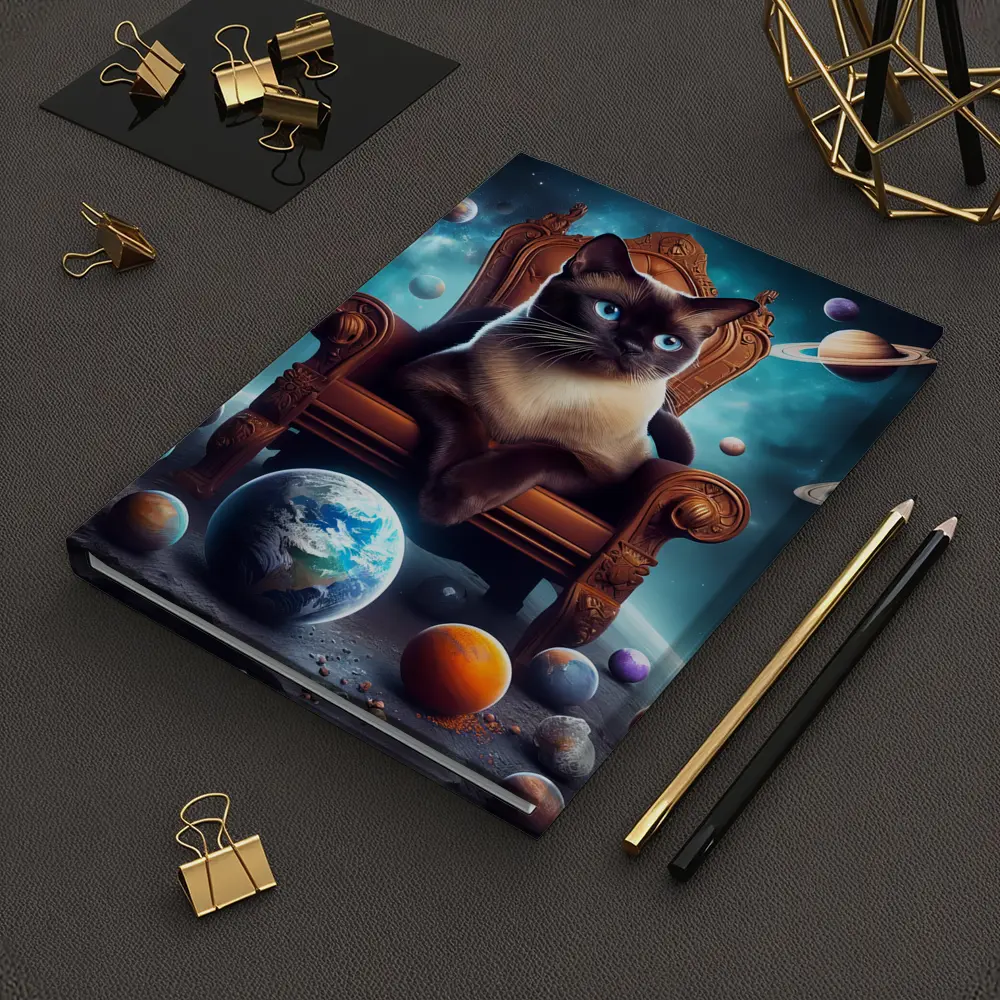 Siamese Cat Throne Space Planets Fantasy – Notebooks