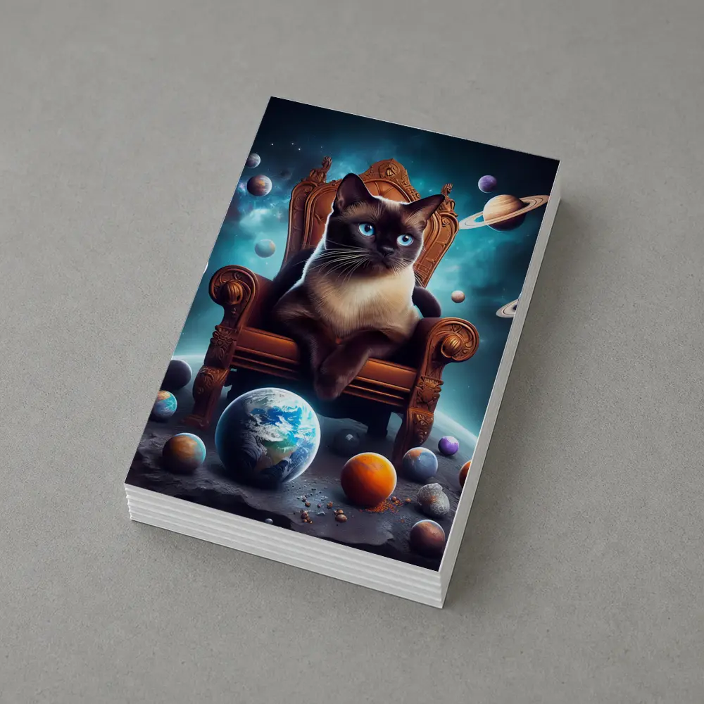 Siamese Cat Throne Space Planets Fantasy – Postcards