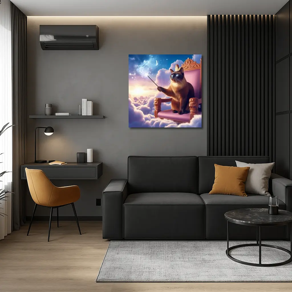 Siamese Cat King Throne Clouds Fantasy – Wall Art