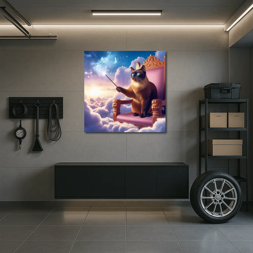 Siamese Cat King Throne Clouds Fantasy – Wall Art
