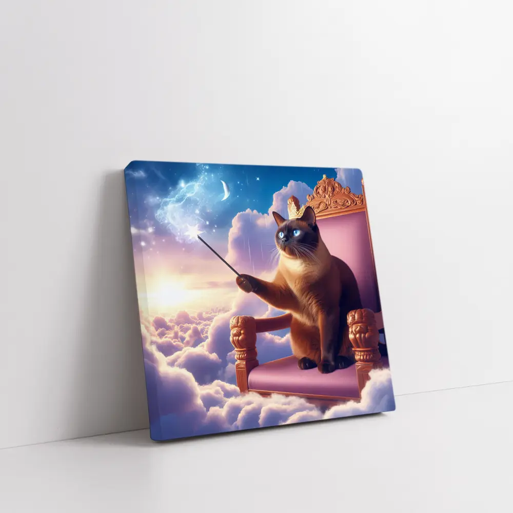Siamese Cat King Throne Clouds Fantasy – Wall Art