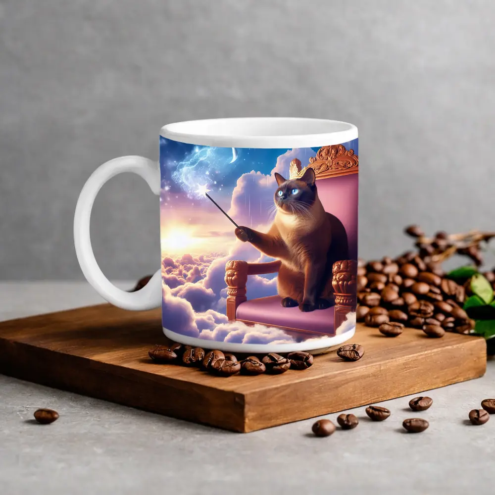 Siamese Cat King Throne Clouds Fantasy – Mugs