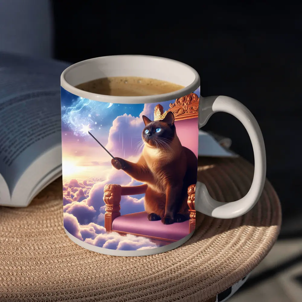 Siamese Cat King Throne Clouds Fantasy – Mugs