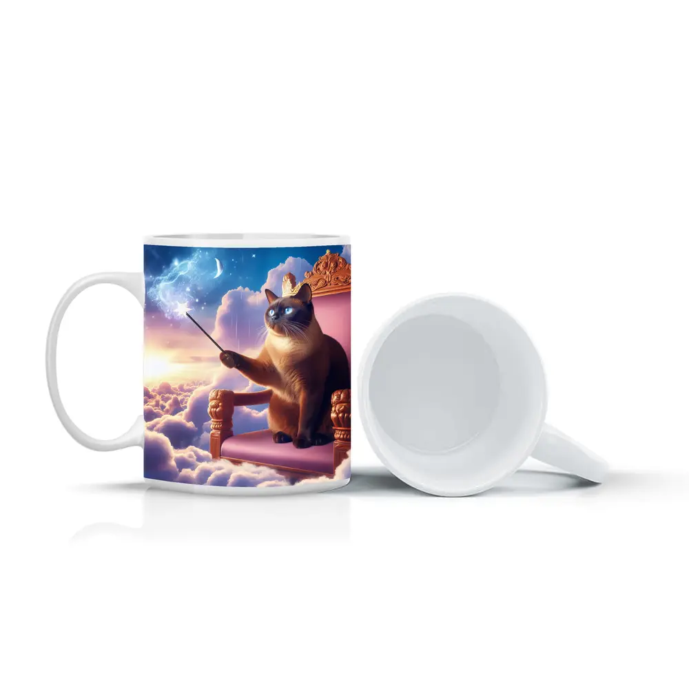 Siamese Cat King Throne Clouds Fantasy – Mugs