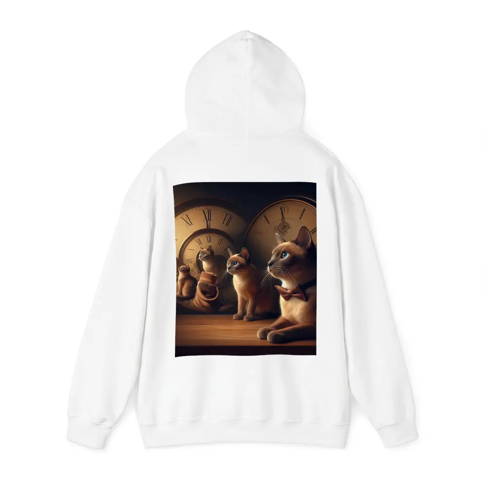 Siamese Cats With Vintage Clocks Background – Hoodies