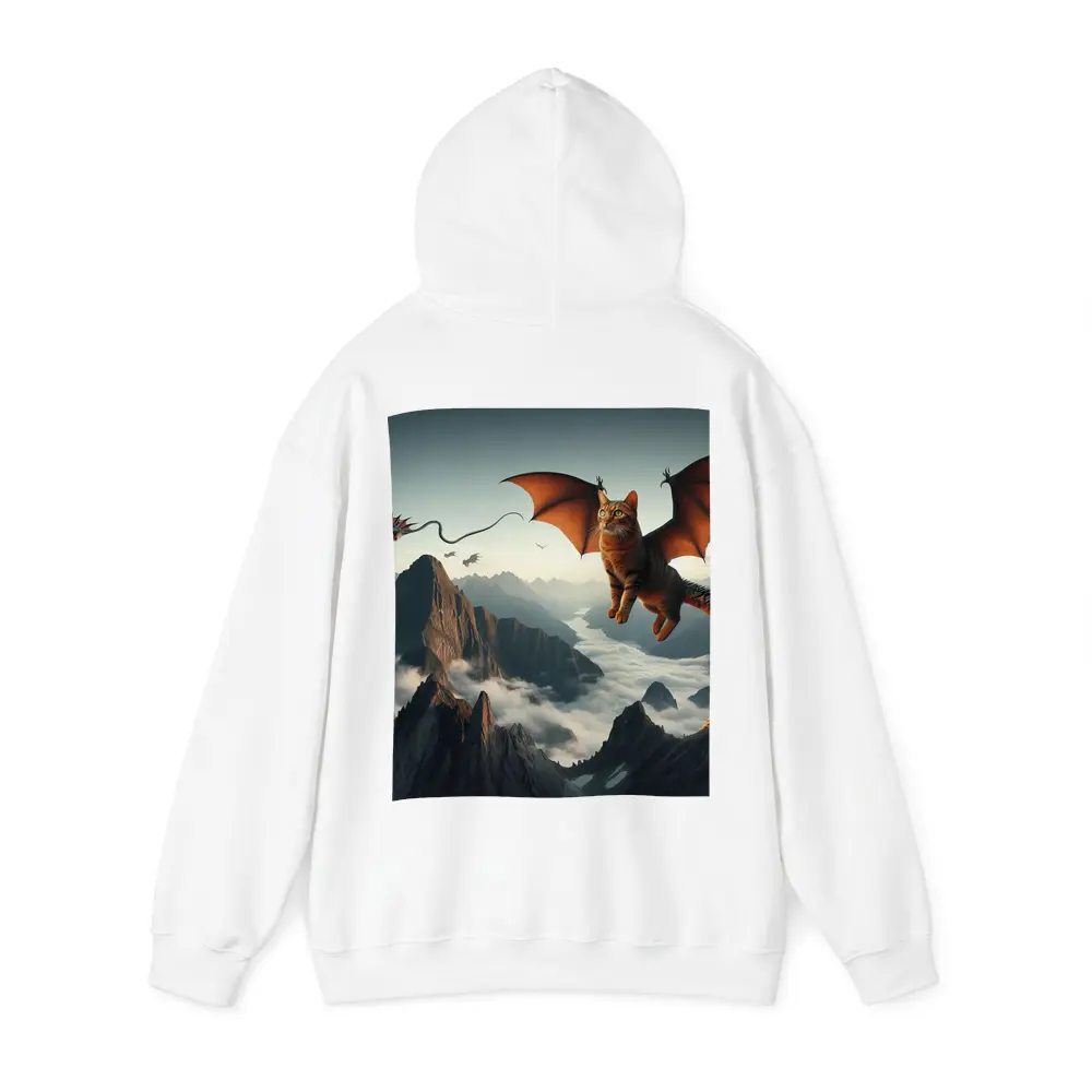 Flying Cat Dragon Over Misty Mountains – Hoodies